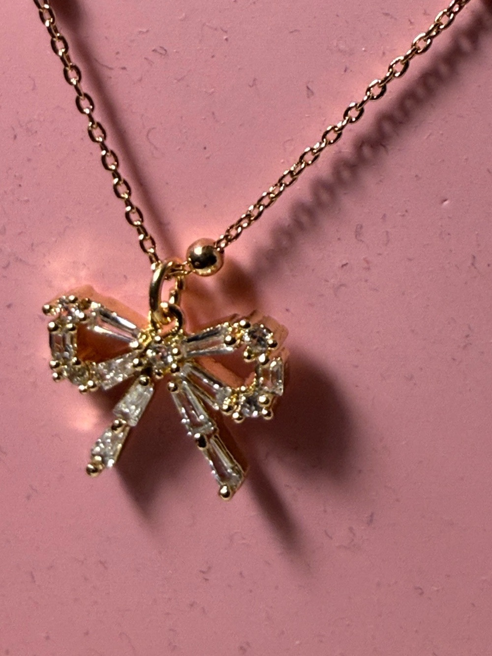 NIB Betsey Johnson Dainty Crystal Baguette Bow Necklace